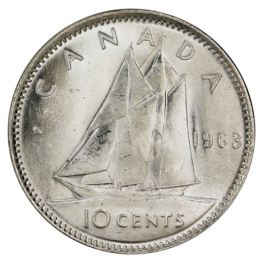 1963 Canada 10-cents Brilliant Uncirculated (MS63)