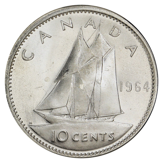 1964 Canada 10-cents Brilliant Uncirculated (MS63)