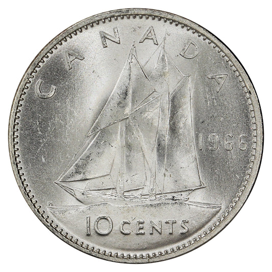 1966 Canada 10-cents Brilliant Uncirculated (MS-63)
