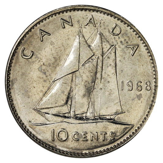 1968 Nickel Canada 10-cents Brilliant Uncirculated (MS63)
