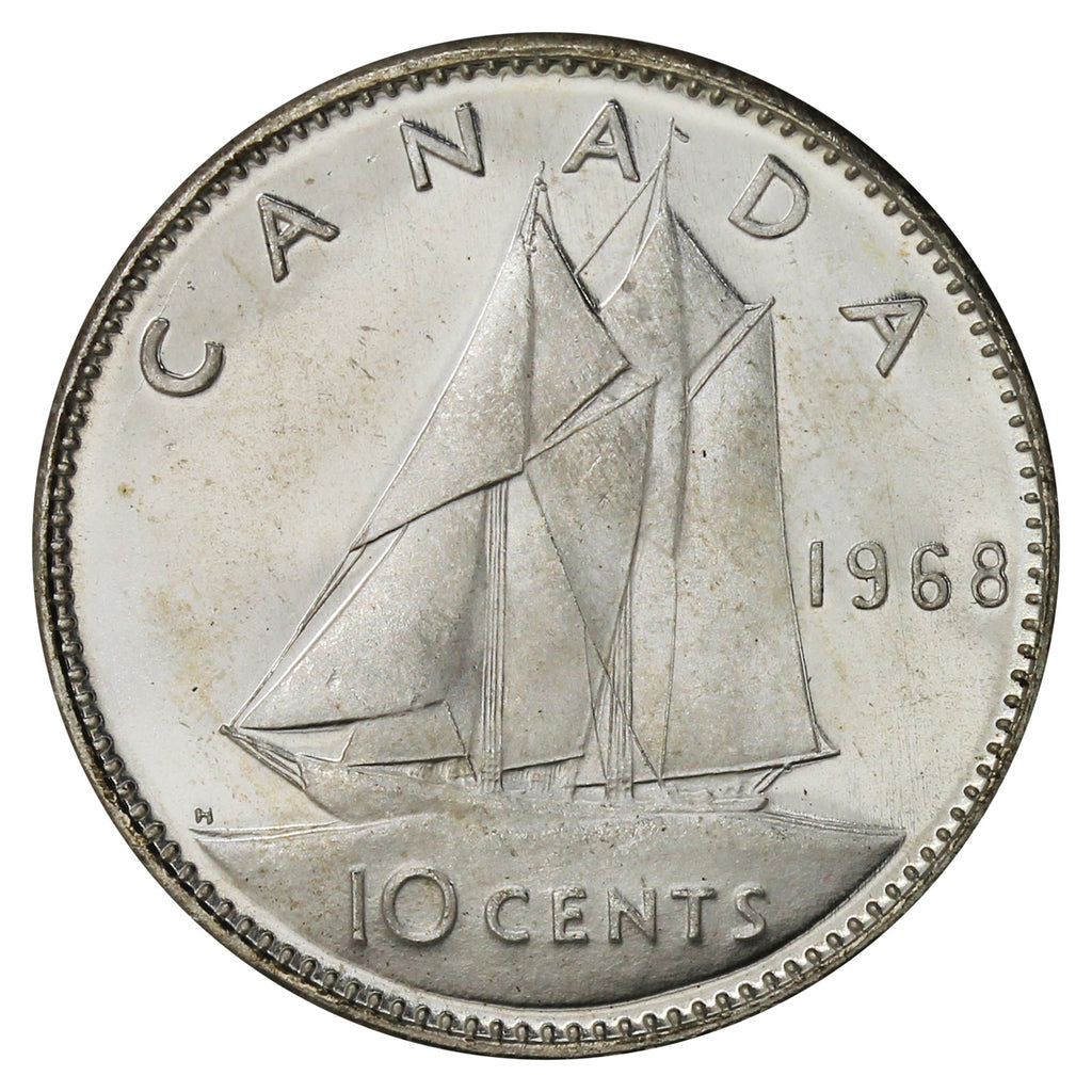 1968 Silver Canada 10-cents Brilliant Uncirculated (MS-63)