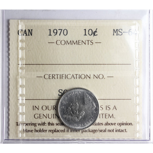 1970 Canada 10-cents ICCS Certified MS64