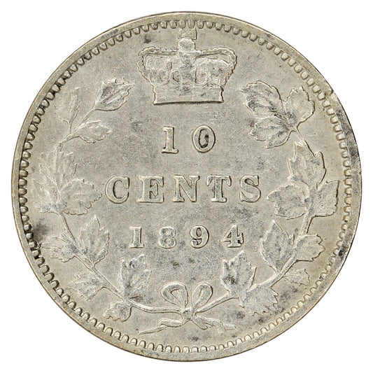 1894 Obv. 6 Canada 10-cents VF-EF (VF30) $