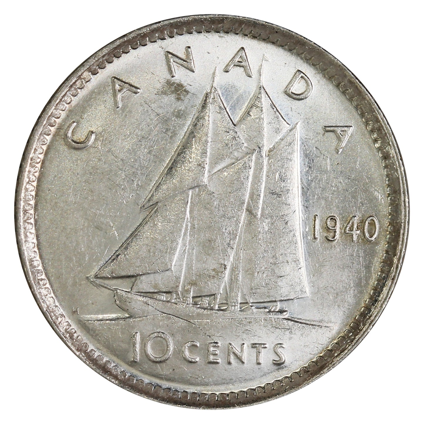 1940 Re-Engraved Canada 10-cents Uncirculated (MS60)