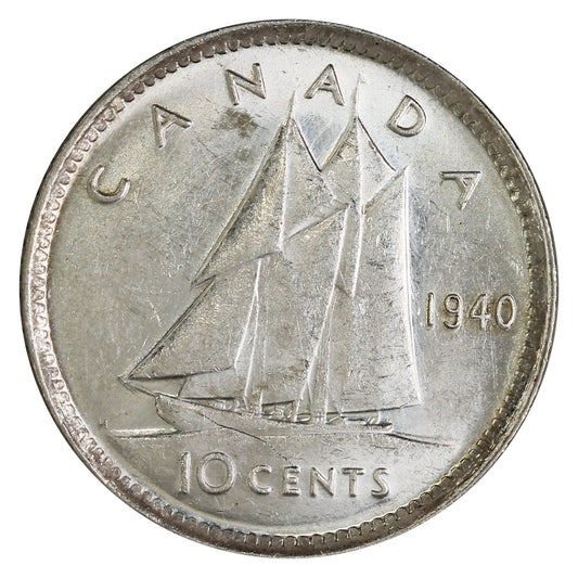 1940 Re-Engraved Canada 10-cents Uncirculated (MS60)