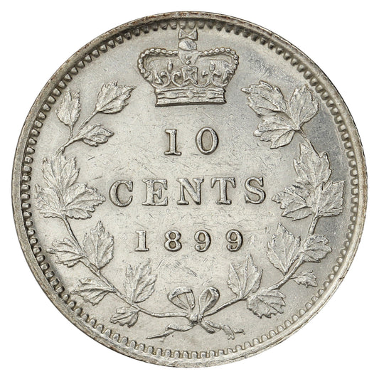 1899 Large 9's Canada 10-cents Almost Uncirculated (AU50) $