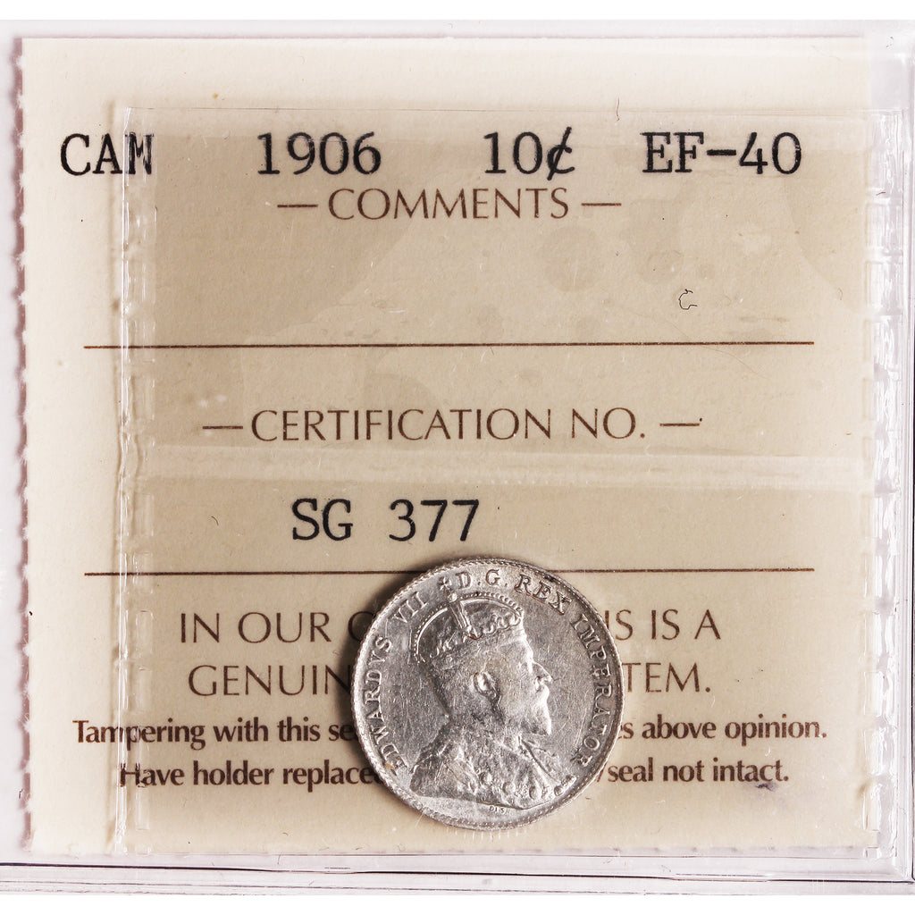 1906 Canada 10-cents ICCS Certified EF40