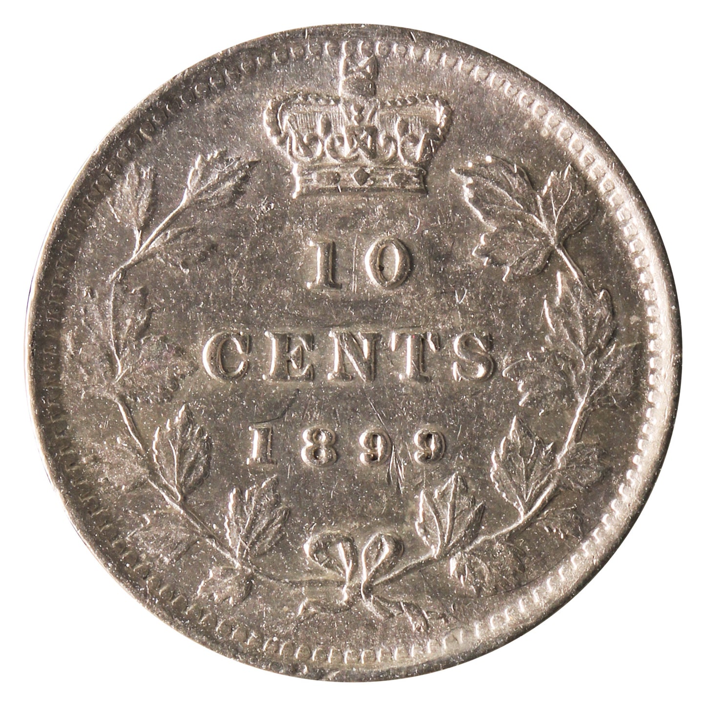 1899 Small 9s Canada 10-cents ICCS Certified AU50