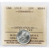 1919 Canada 10-cents ICCS Certified MS64 (XZD 249)