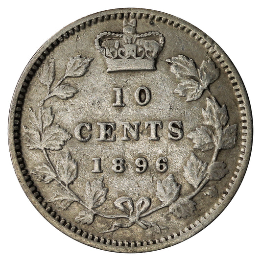 1896 Obv. 5 Canada 10-cents F-VF (F15) $