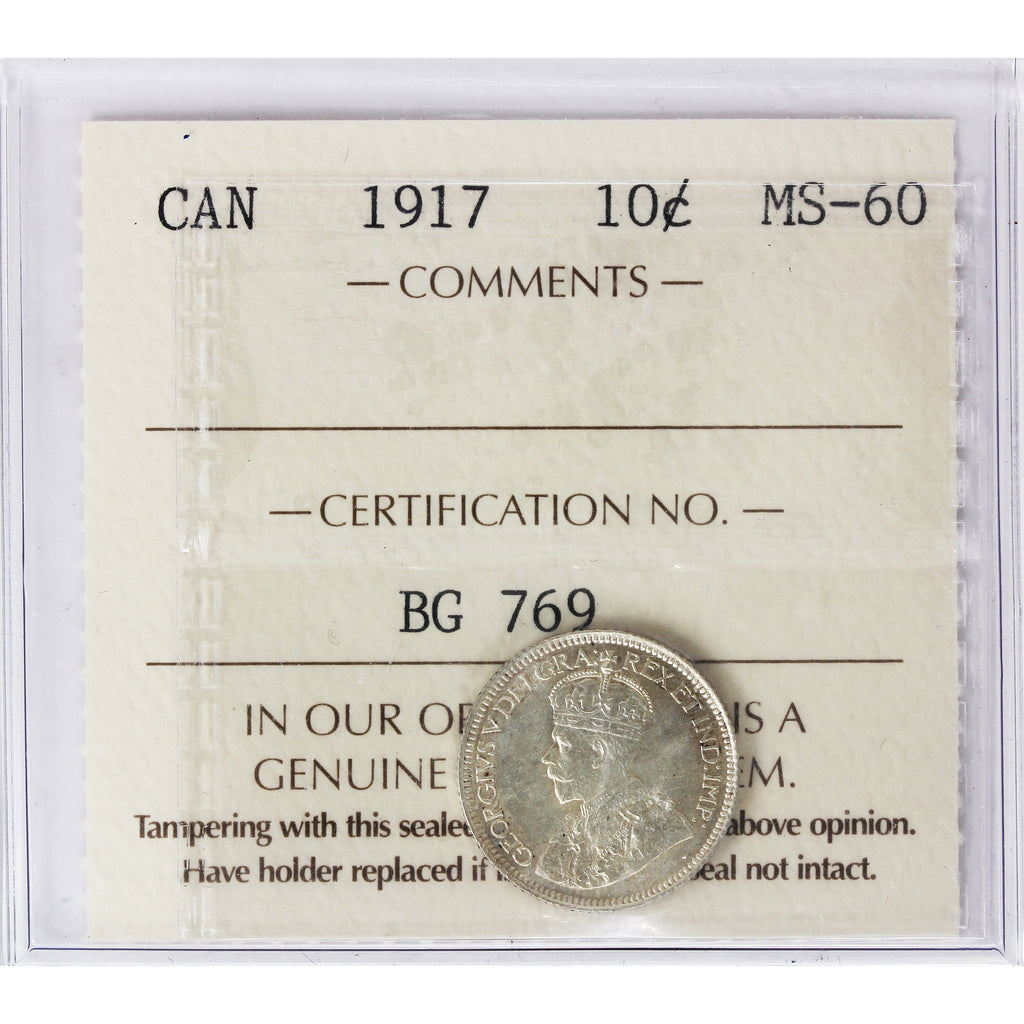 1917 Canada 10-cents ICCS Certified MS60