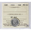 1921 Canada 10-cents ICCS Certified MS62