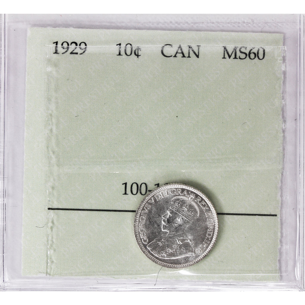 1929 Canada 10-cents Prestige Certified MS60 $