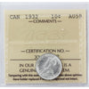1932 Canada 10-cents ICCS Certified AU58