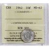 1942 Canada 10-cents ICCS Certified MS62