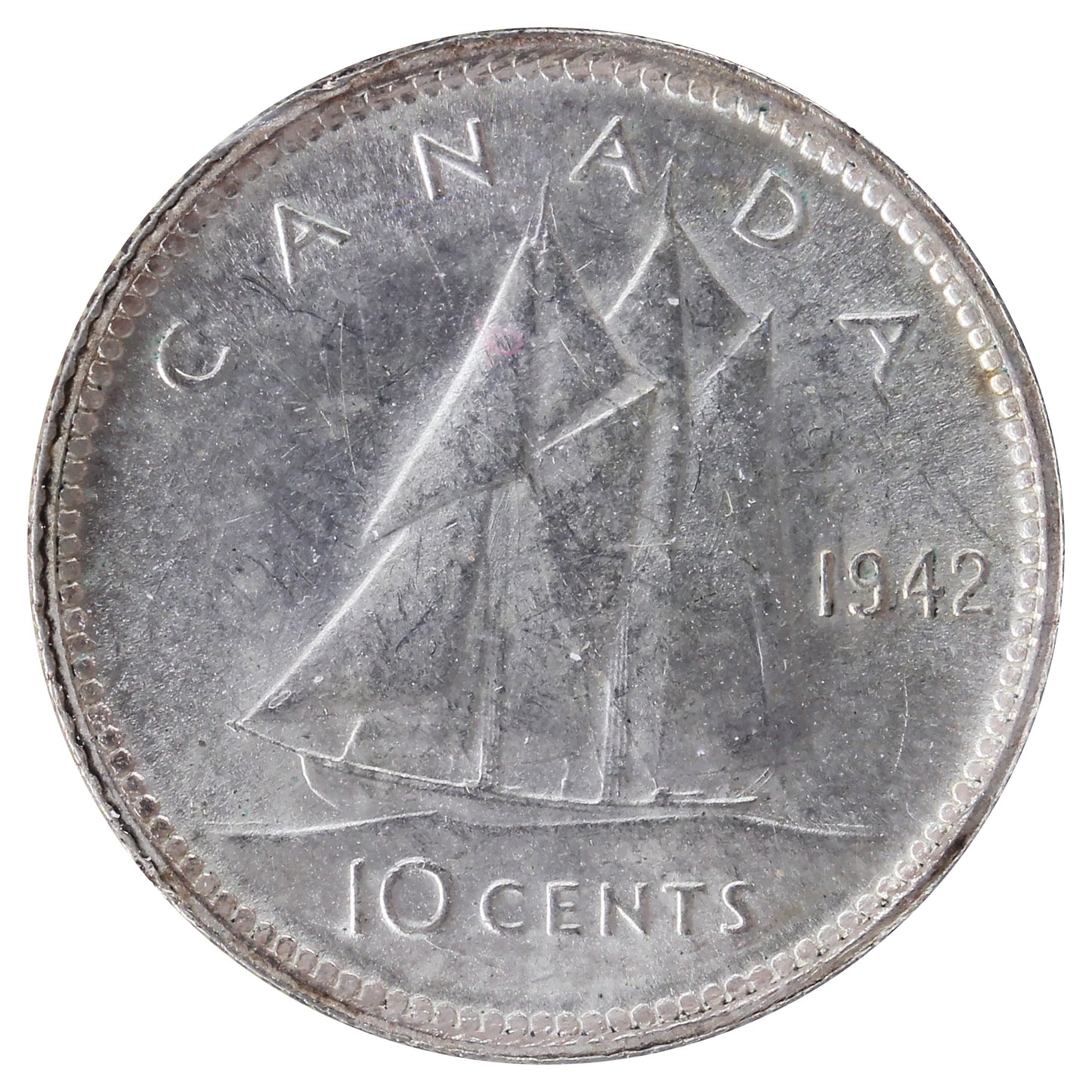 1942 Canada 10-cents ICCS Certified MS62