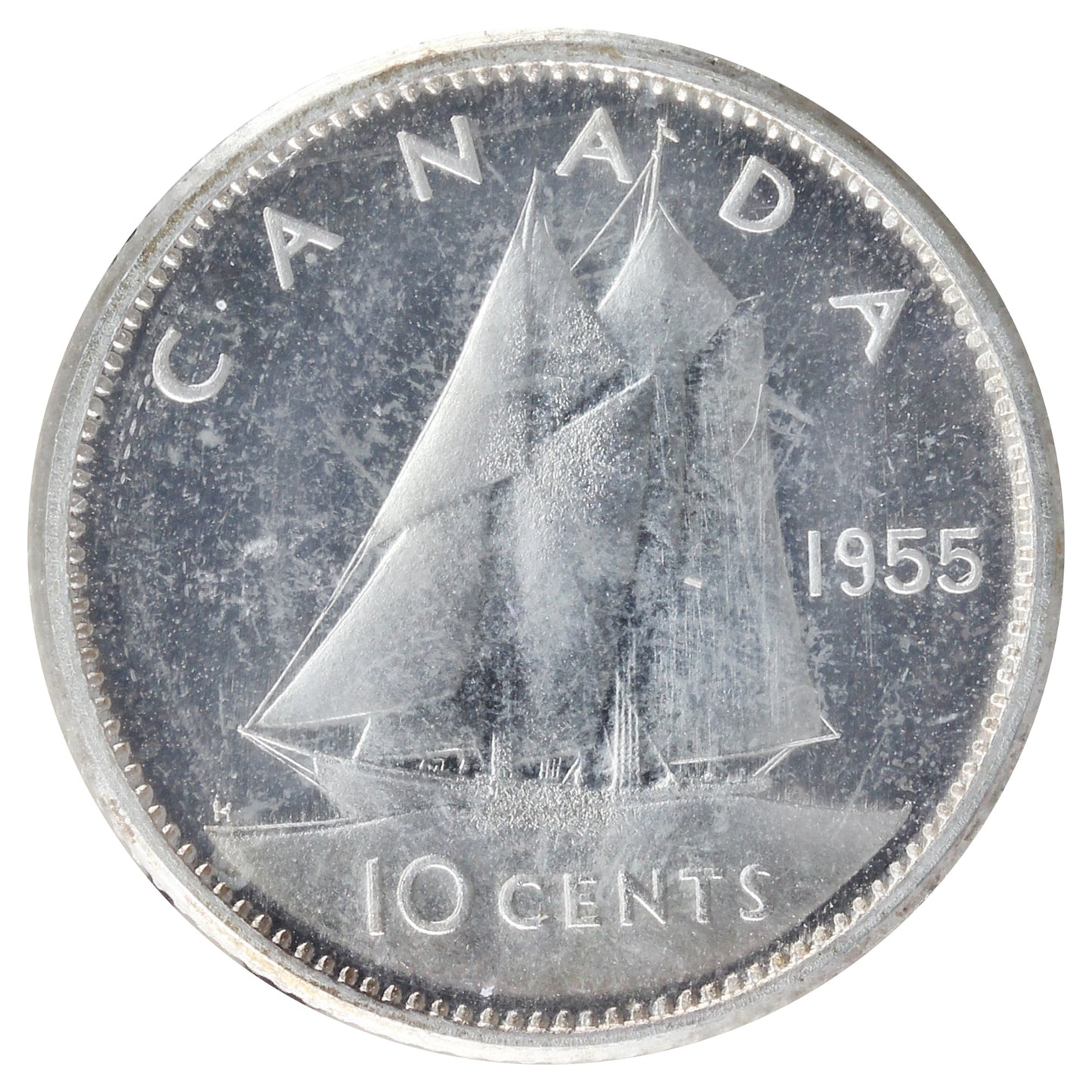 1955 Canada 10-cents ICCS Certified PL64 Heavy Cameo
