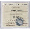 1962 Canada 10-cents ICCS Certified PL64 Heavy Cameo