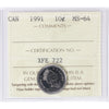 1991 Canada 10-cents ICCS Certified MS64