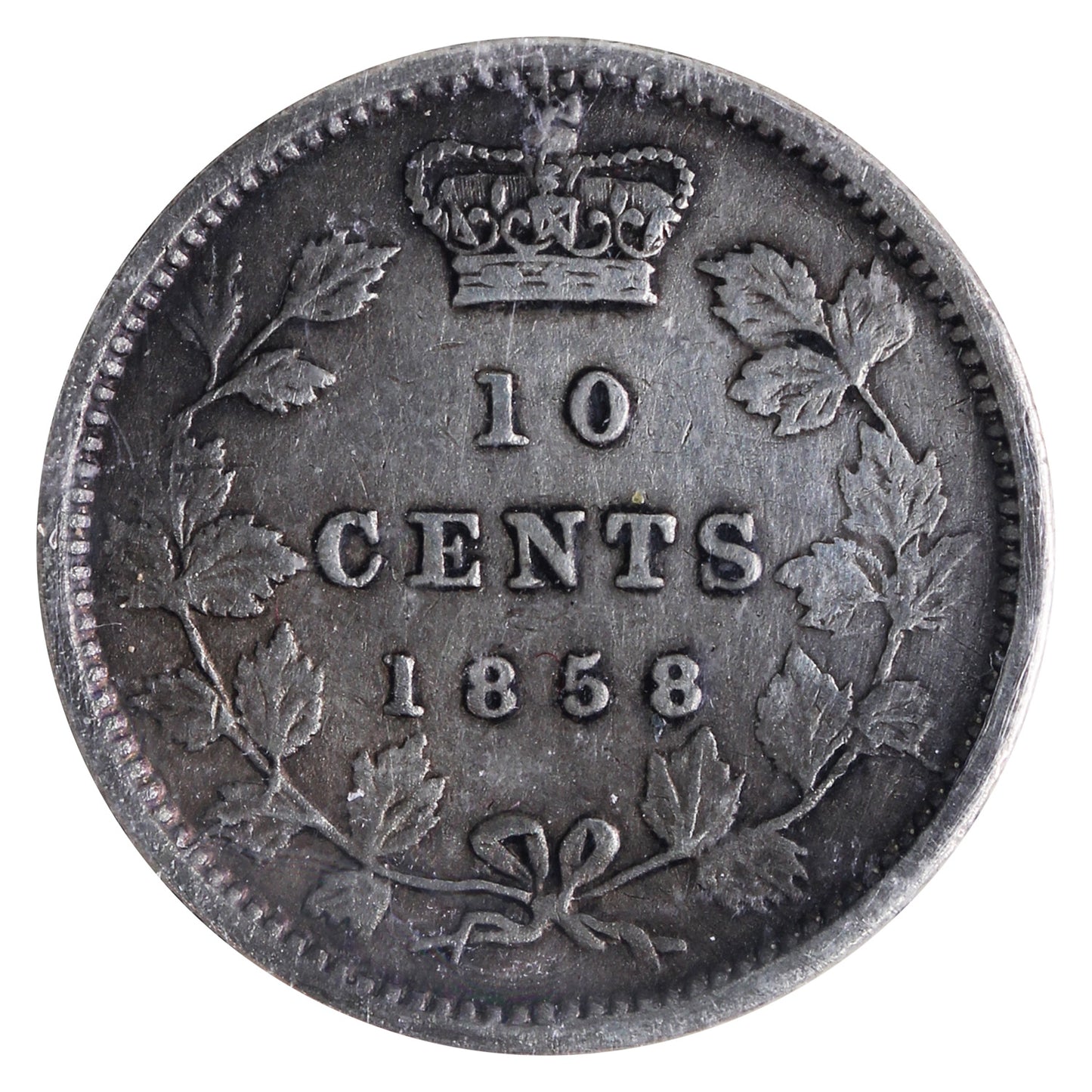 1858 Canada 10-cents ICCS Certified F15