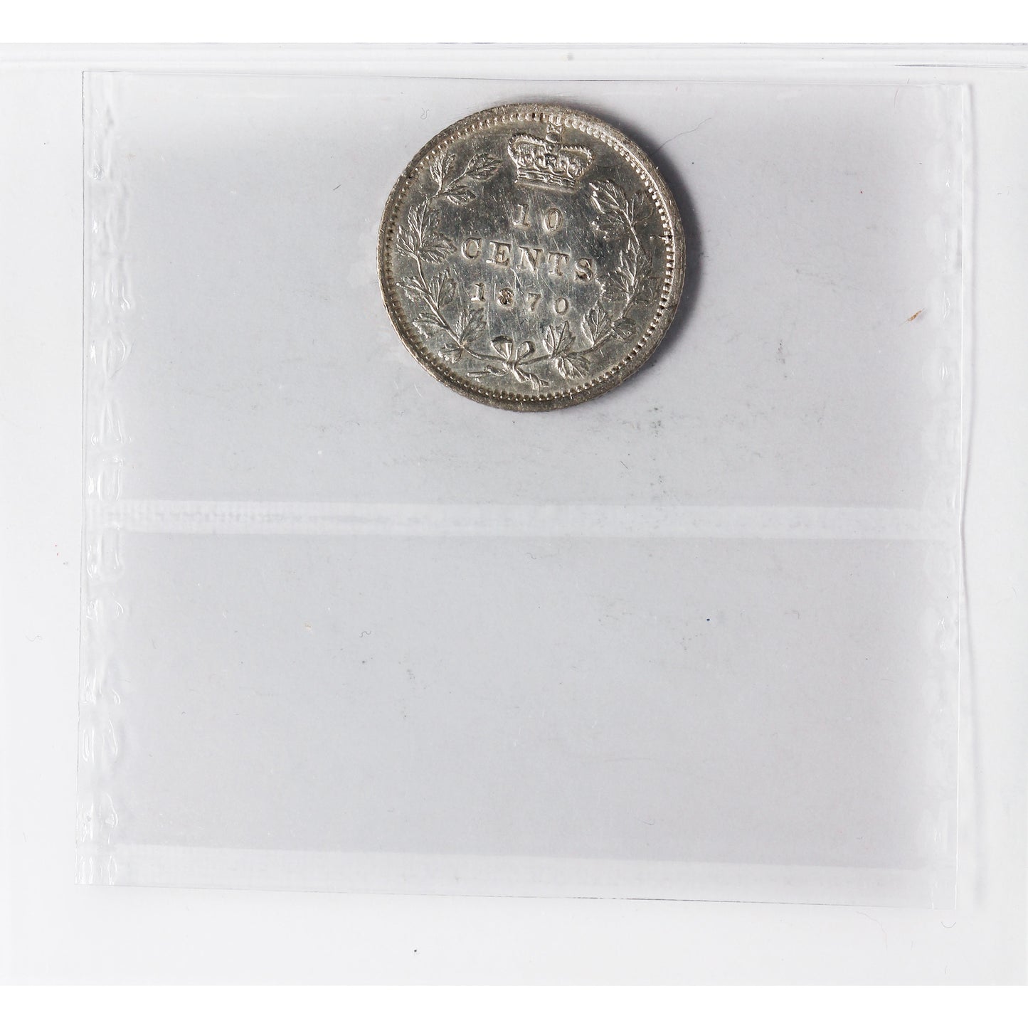 1870 Wide O Canada 10-cents ICCS Certified AU50
