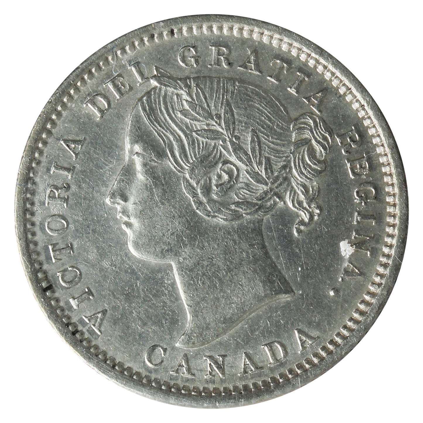 1870 Wide O Canada 10-cents ICCS Certified AU50