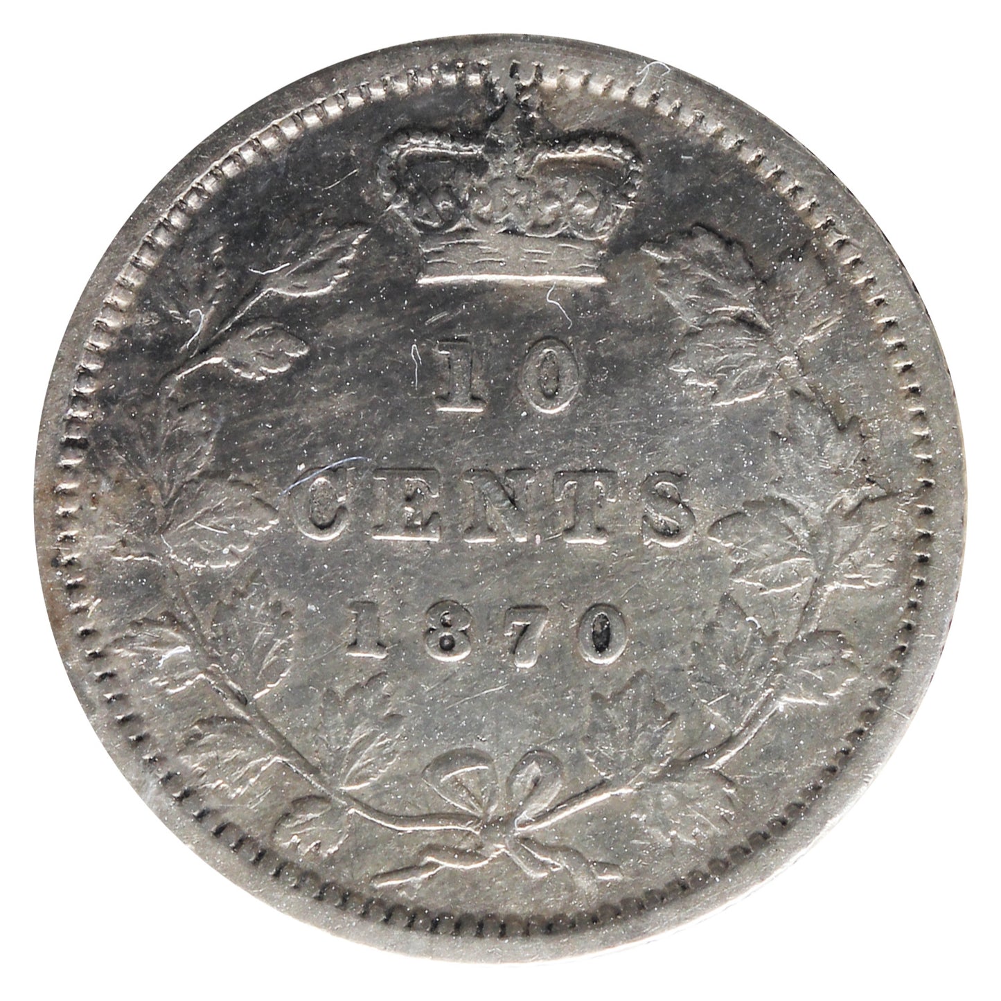 1870 Wide O Canada 10-cents ICCS Certified F12