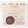 1875H Canada 10-cents ICCS Certified VF30