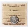 1891 22 Leaves Canada 10-cents ICCS Certified AU55