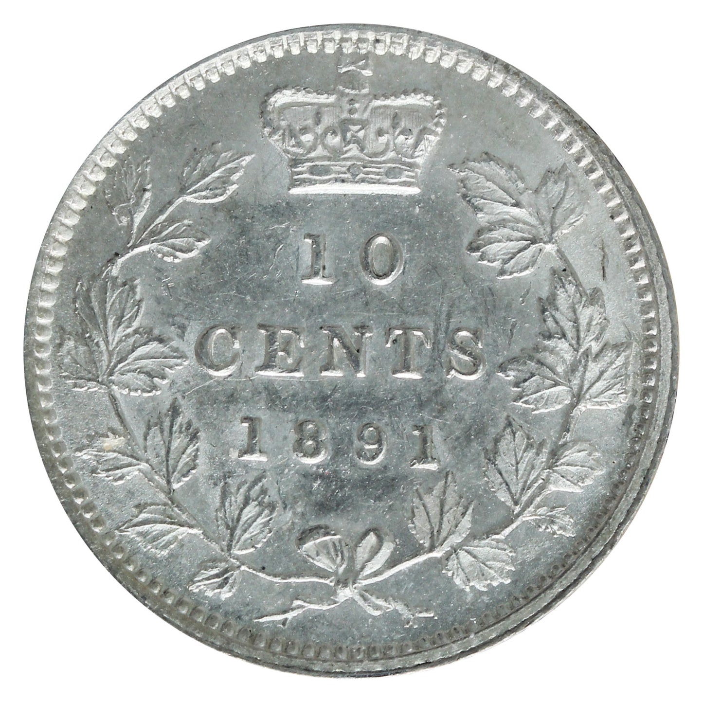 1891 22 Leaves Canada 10-cents ICCS Certified AU55