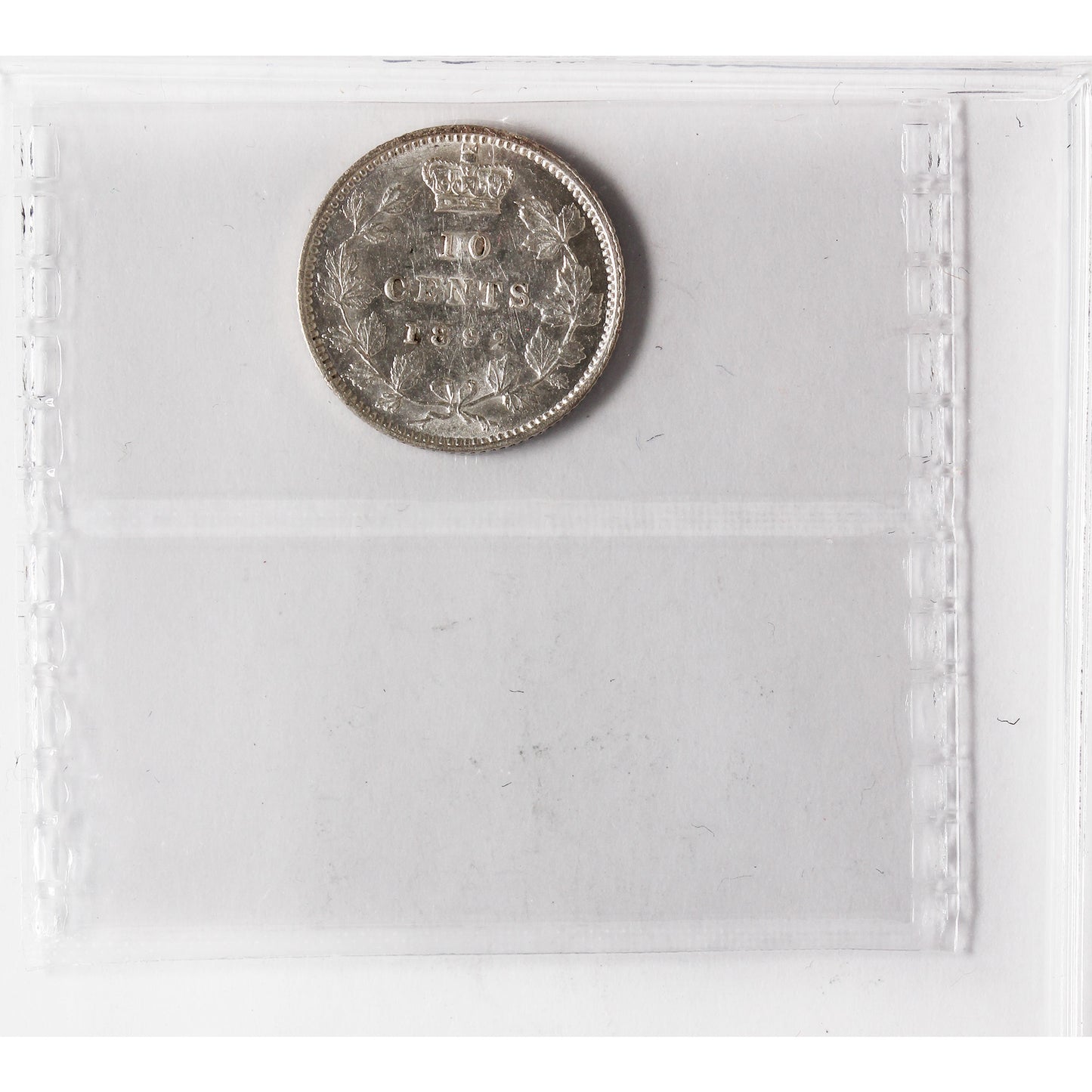1892 Small 9, Obv. 5 Canada 10-cents ICCS Certified AU50
