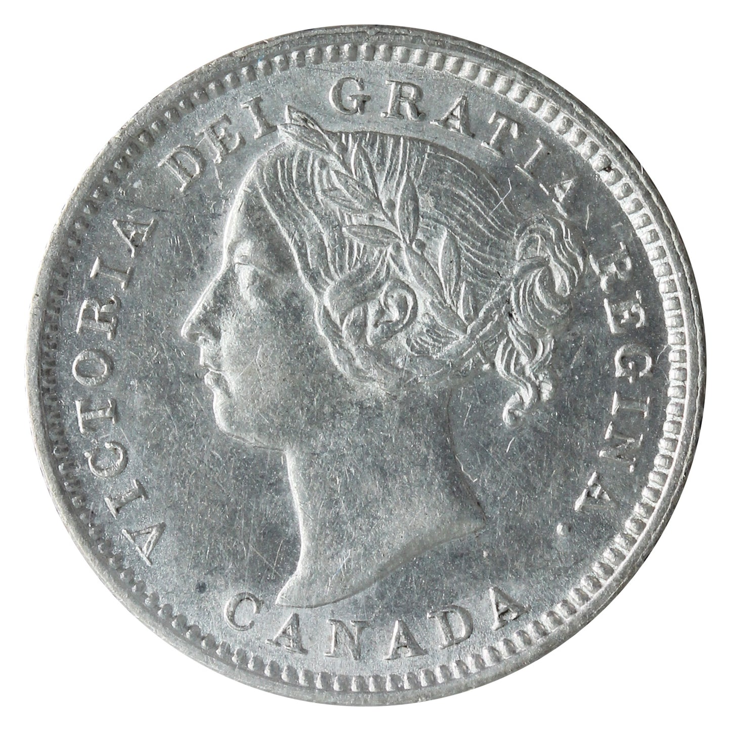 1892 Small 9, Obv. 5 Canada 10-cents ICCS Certified AU50