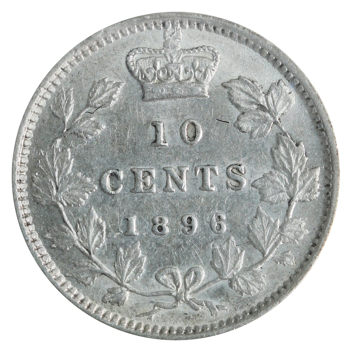 1896 Obv. 6 Canada 10-cents ICCS Certified AU55