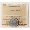 1896 Obv. 6 Canada 10-cents ICCS Certified AU50