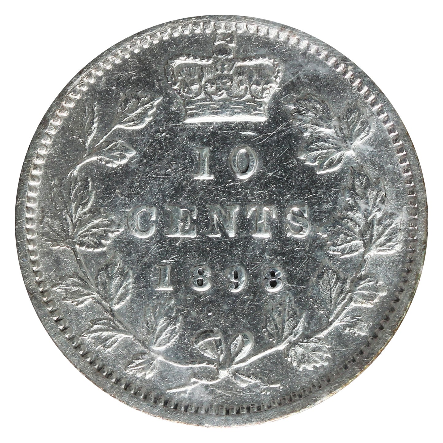 1898 Obv. 5 Canada 10-cents ICCS Certified EF40