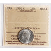 1902H Canada 10-cents ICCS Certified MS64 (XVR 255)