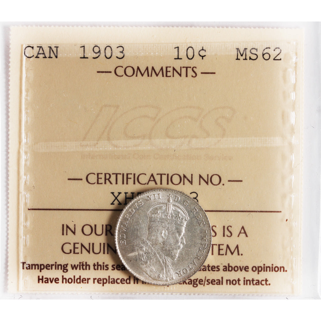 1903 Canada 10-cents ICCS Certified MS62 (XHT 123)