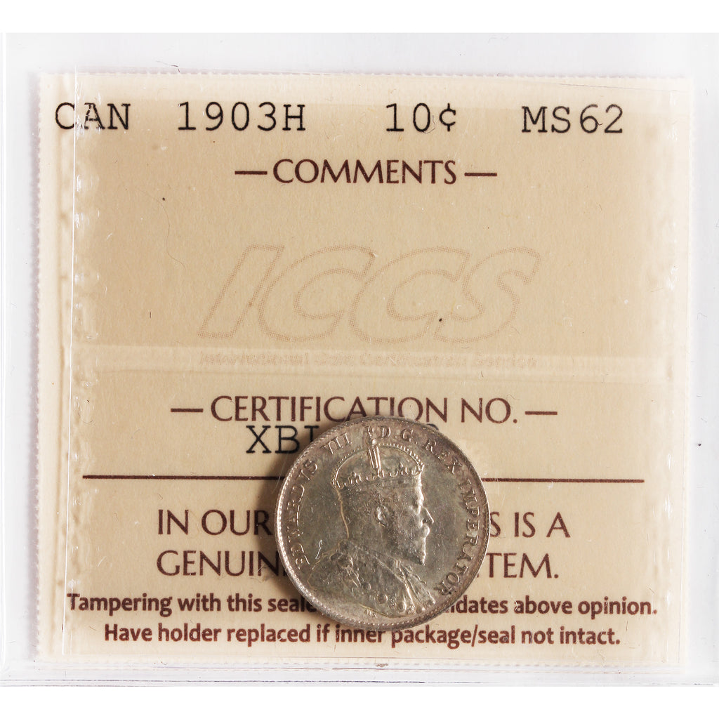 1903H Canada 10-cents ICCS Certified MS62 (XBL 923)