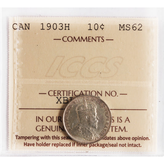 1903H Canada 10-cents ICCS Certified MS62 (XBL 923)