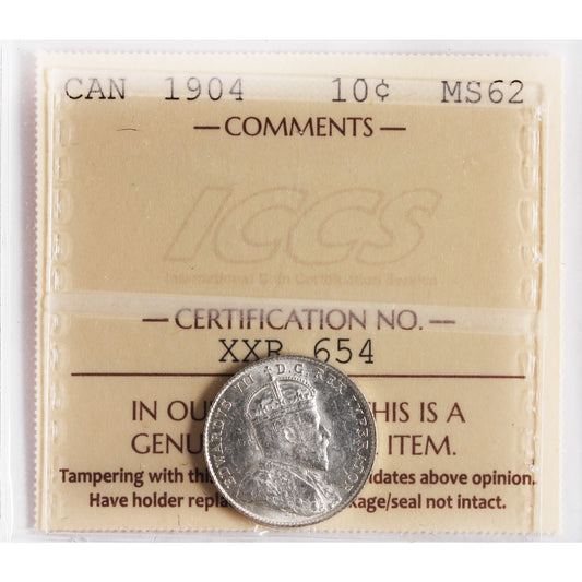 1904 Canada 10-cents ICCS Certified MS62 (XXR 654)