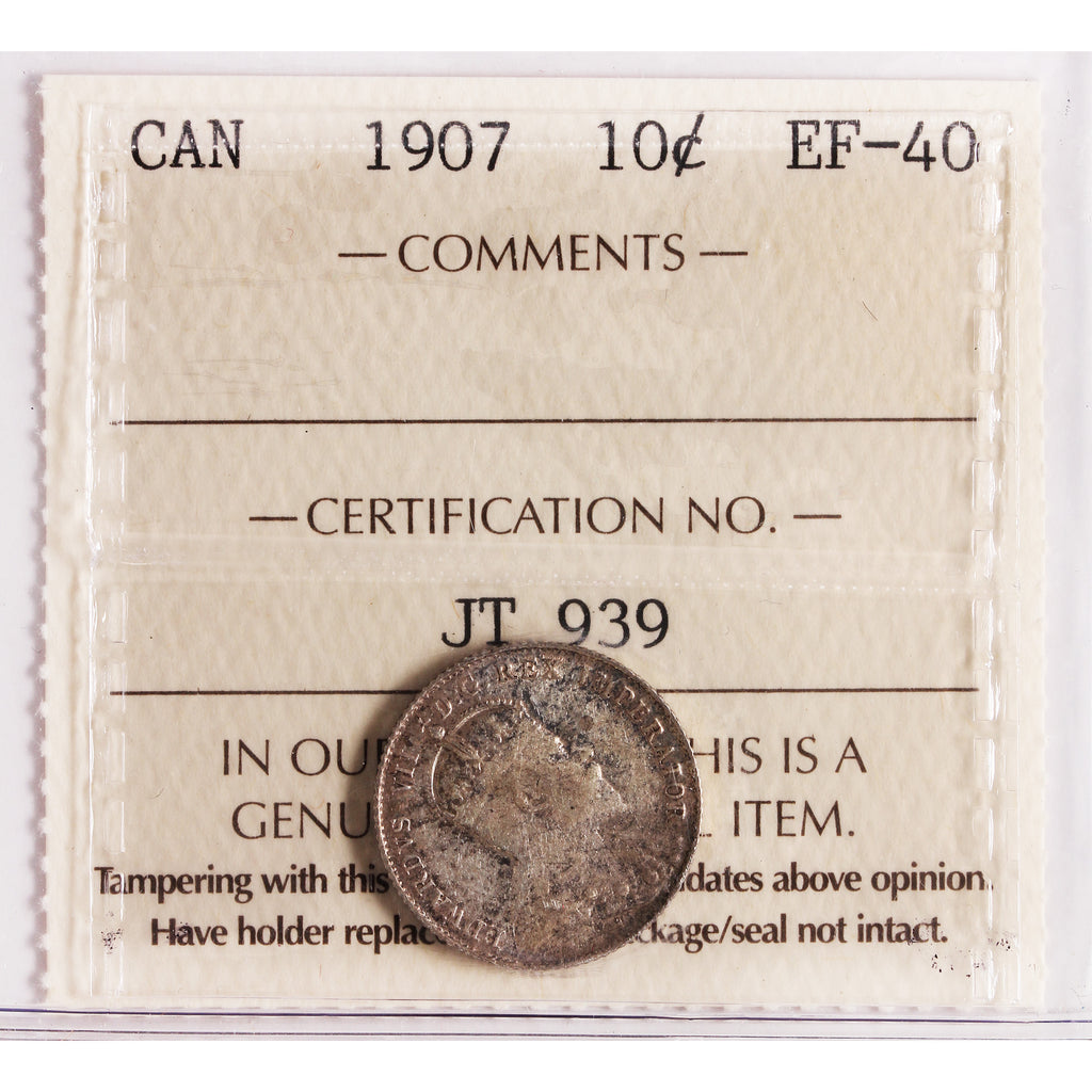 1907 Canada 10-cents ICCS Certified EF40