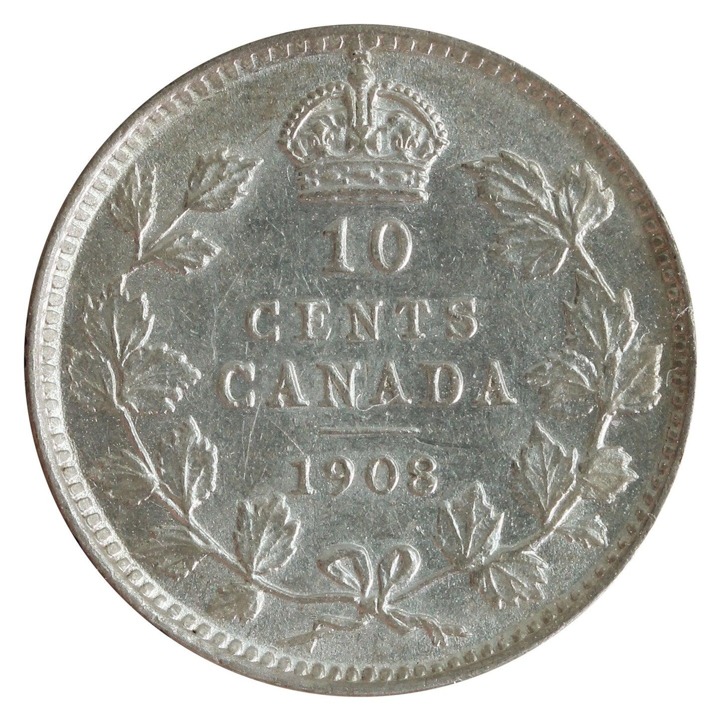1908 Canada 10-cents ICCS Certified AU50