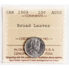 1909 Broad Leaves Canada 10-cents ICCS Certified AU50