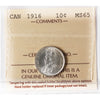 1916 Canada 10-cents ICCS Certified MS-65 (XHT 137)