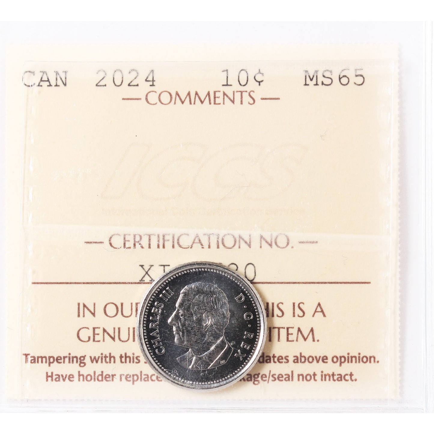 2024 Canada 10-cents ICCS Certified MS65