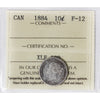 1884 Canada 10-cents ICCS Certified F-12