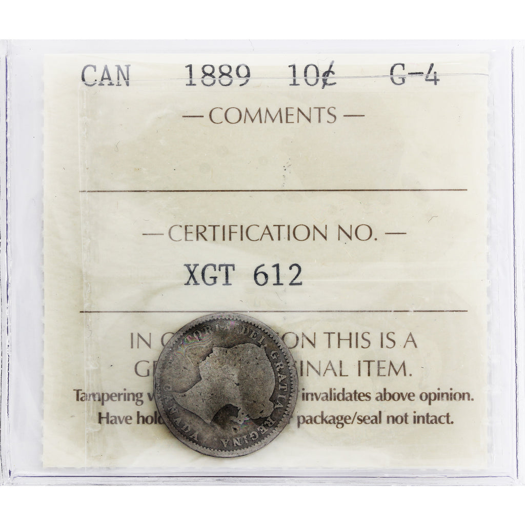 1889 Canada 10-cents ICCS Certified G4