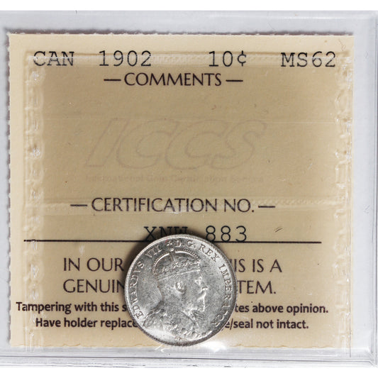 1902 Canada 10-cents ICCS Certified MS62 (XNW 883)