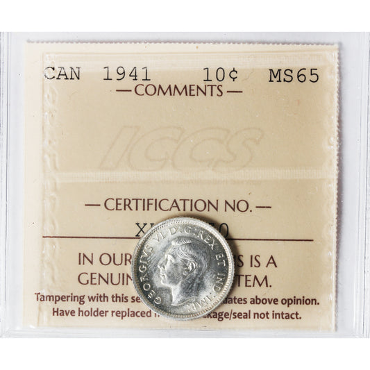 1941 Canada 10-cents ICCS Certified MS-65 (XHT 170)