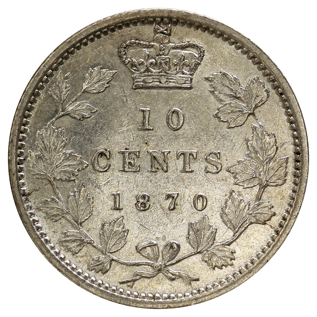 1870 Narrow 0 Canada 5-cents Almost Uncirculated (AU-50) $